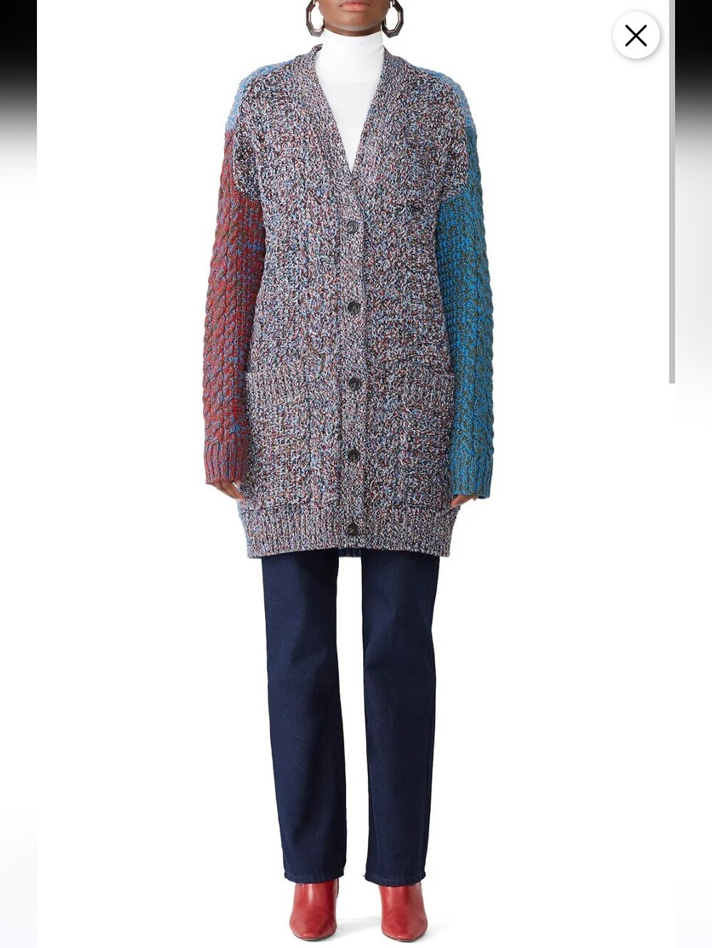 Jil Sander Wool Multicolor Knit Long Cardigan Size S